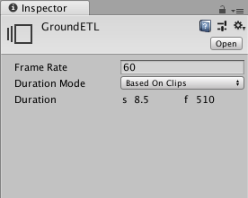 Inspector window when selecting a Timeline Asset in the Project window
